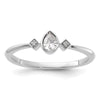 14k White Gold Petite 3-Stone 1/15 carat Pear Diamond Complete Promise/Engagement Ring