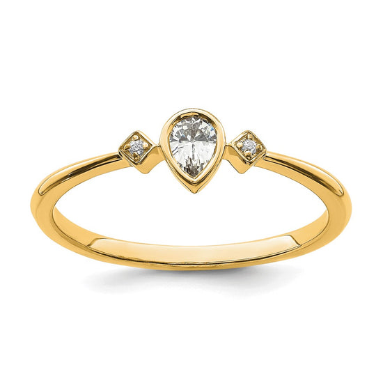 14k Petite 3-Stone 1/15 carat Pear Diamond Complete Promise/Engagement Ring