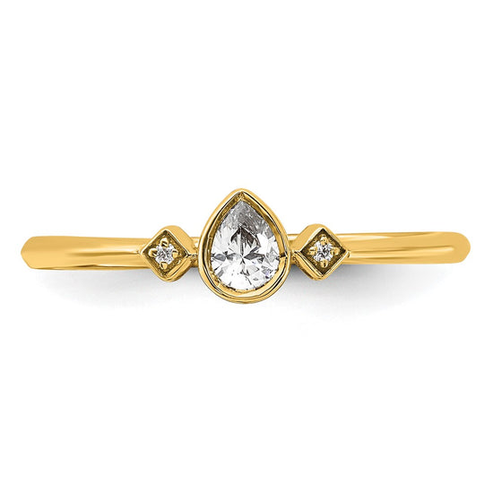 14k Petite 3-Stone 1/15 carat Pear Diamond Complete Promise/Engagement Ring