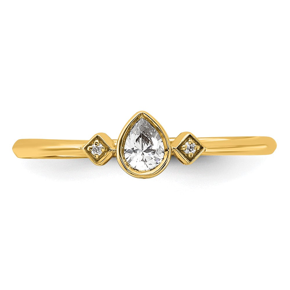 14k Petite 3-Stone 1/15 carat Pear Diamond Complete Promise/Engagement Ring