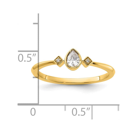 14k Petite 3-Stone 1/15 carat Pear Diamond Complete Promise/Engagement Ring