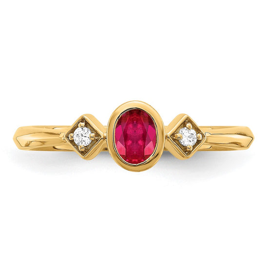 Oval Bezel Gemstone & Diamond Ring
