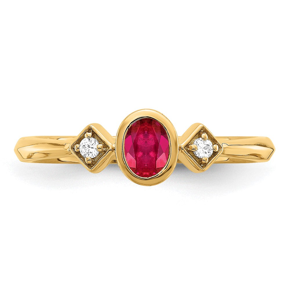 Oval Bezel Gemstone & Diamond Ring