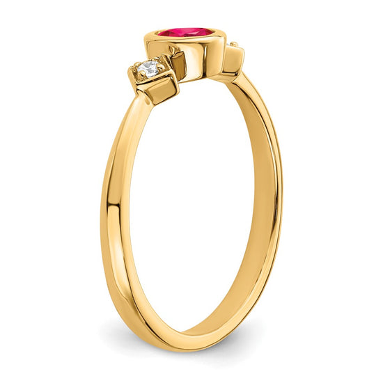 Oval Bezel Gemstone & Diamond Ring