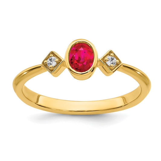 Oval Bezel Gemstone & Diamond Ring
