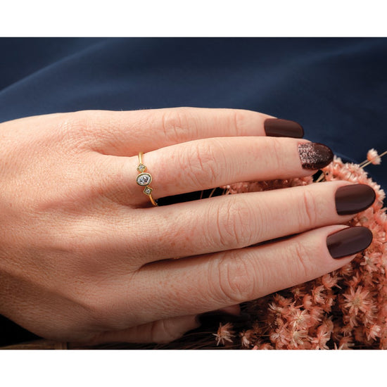Petite Oval Diamond Promise Rings
