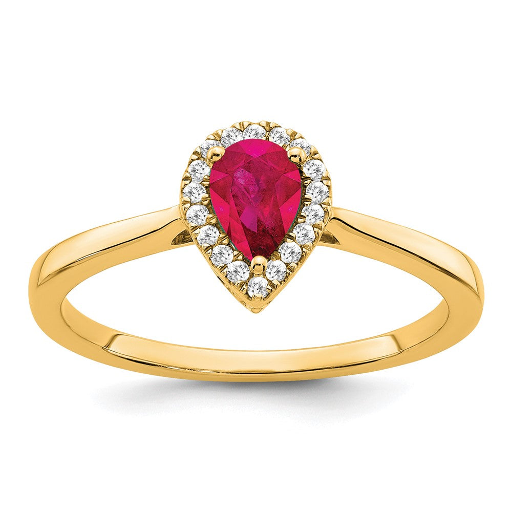 Pear Gemstone and Diamond Halo Rings