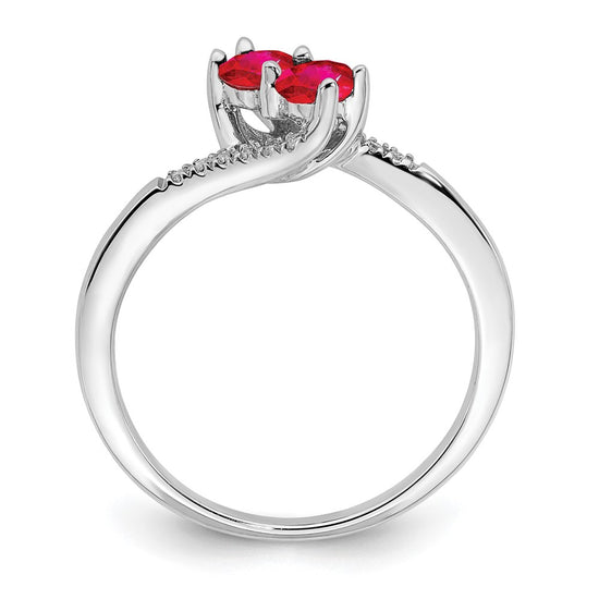 Gemstone and Diamond 2-Stone Bypass Rings