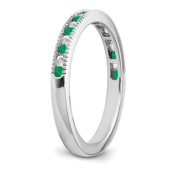 14k White Gold Gemstone & Diamond Bands