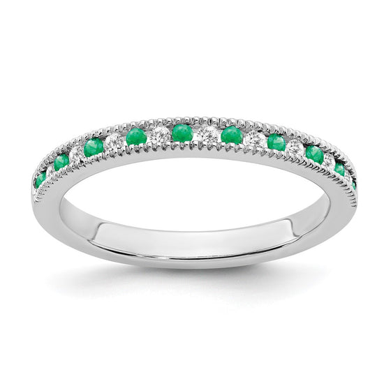 14k White Gold Gemstone & Diamond Bands