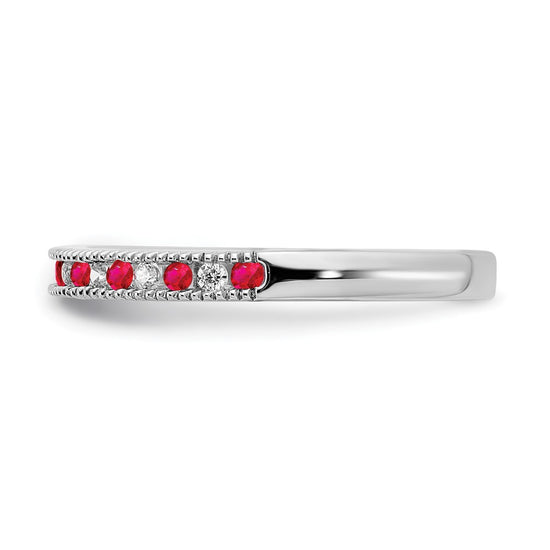 14k White Gold Gemstone & Diamond Bands