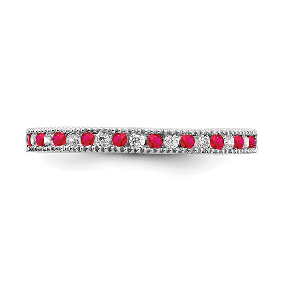 14k White Gold Gemstone & Diamond Bands
