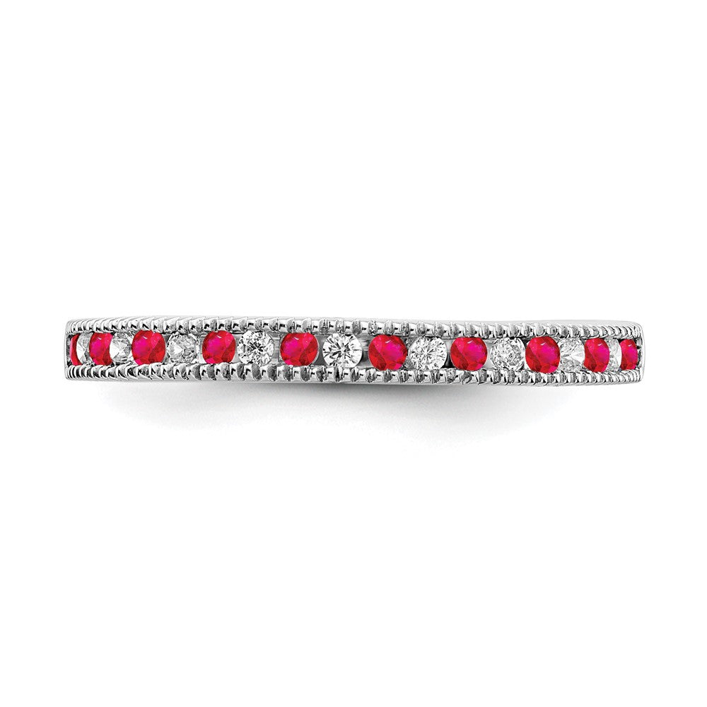 14k White Gold Gemstone & Diamond Bands