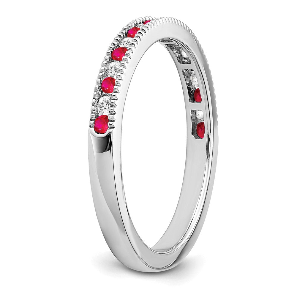 14k White Gold Gemstone & Diamond Bands