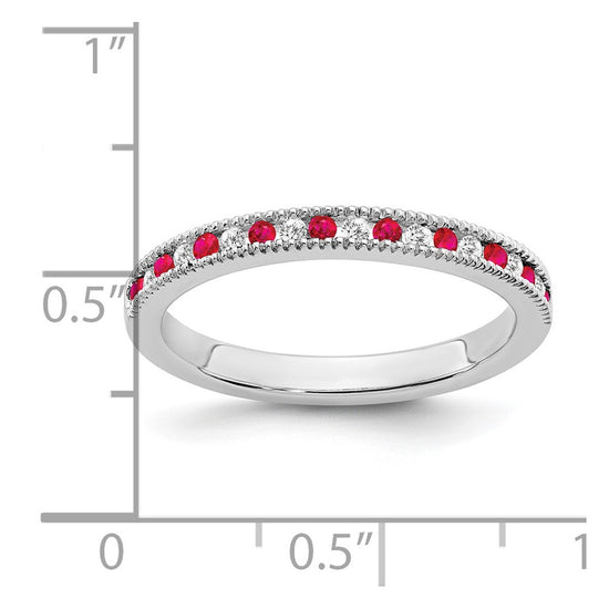 14k White Gold Gemstone & Diamond Bands