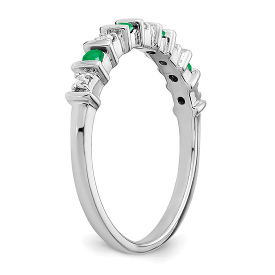 14k White Gold Gemstone and Diamond Band