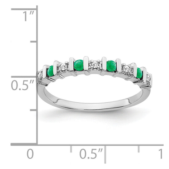 14k White Gold Gemstone and Diamond Band