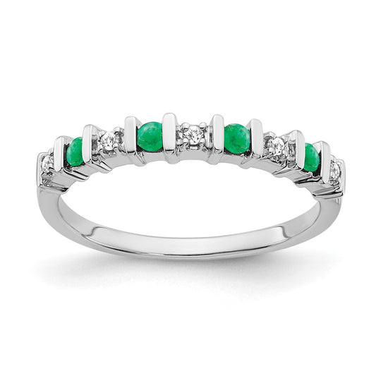 14k White Gold Gemstone and Diamond Band
