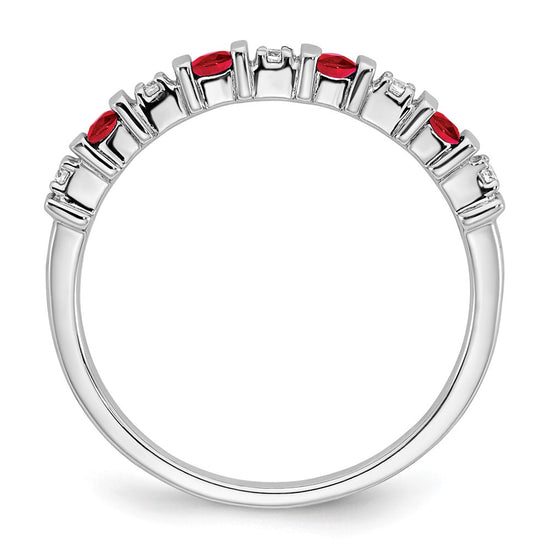14k White Gold Gemstone and Diamond Band