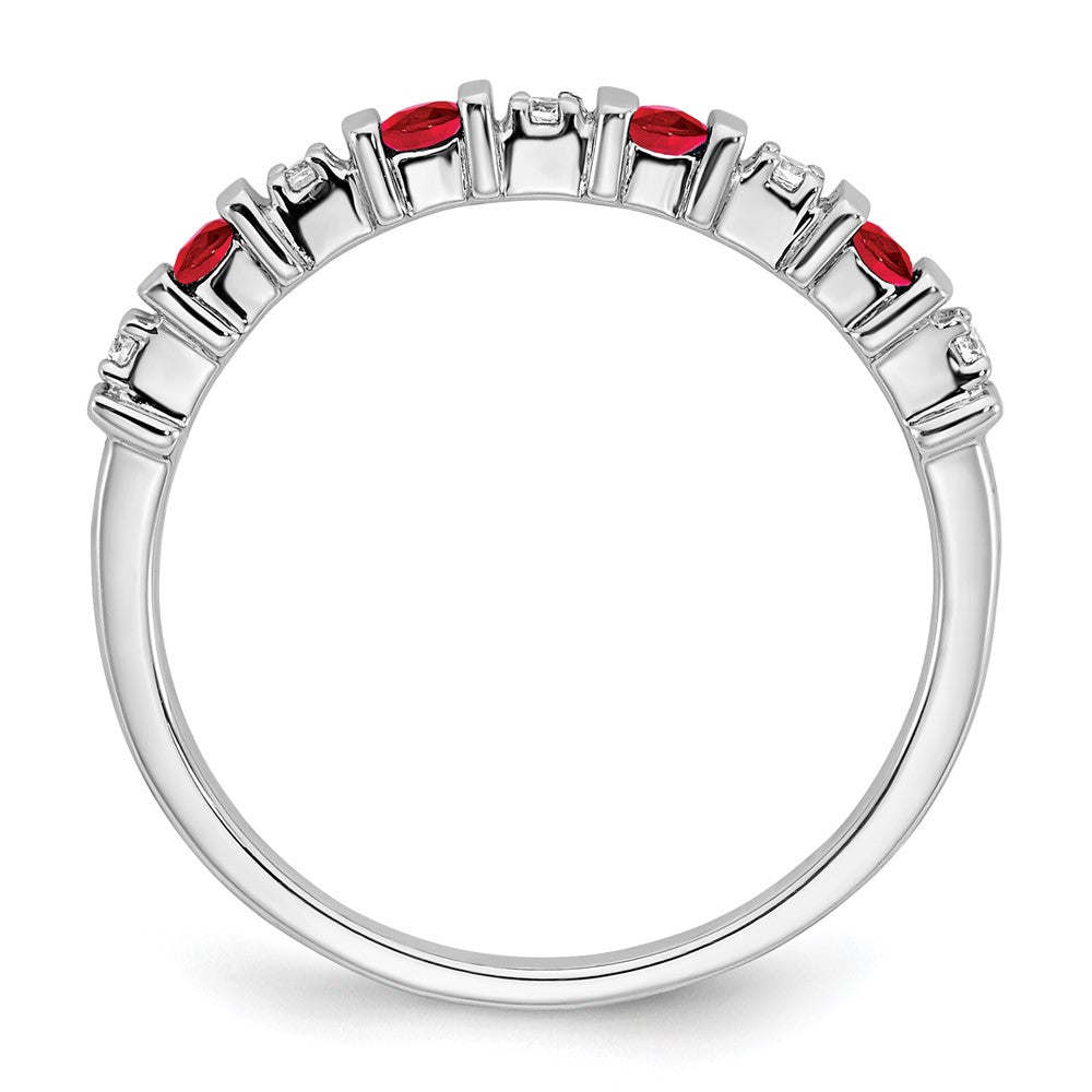 14k White Gold Gemstone and Diamond Band