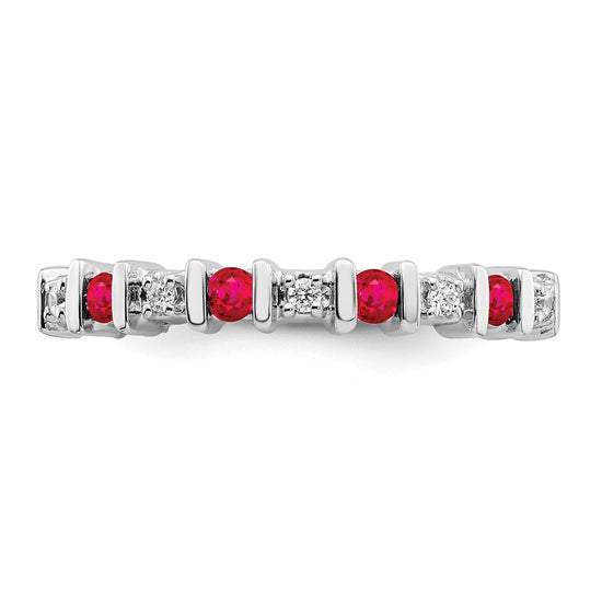 14k White Gold Gemstone and Diamond Band