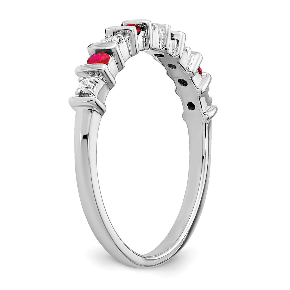 14k White Gold Gemstone and Diamond Band