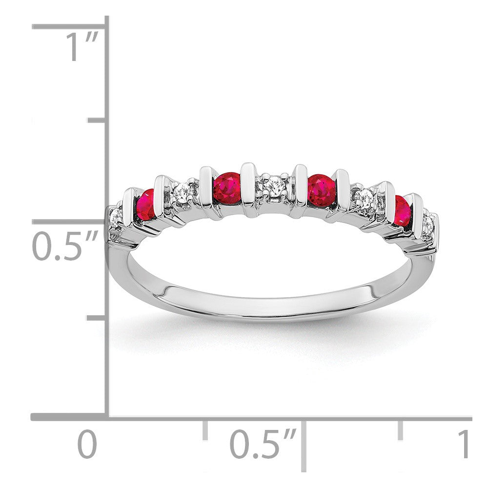 14k White Gold Gemstone and Diamond Band