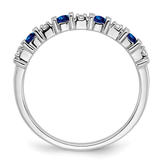 14k White Gold Gemstone and Diamond Band