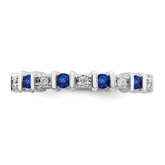 14k White Gold Gemstone and Diamond Band