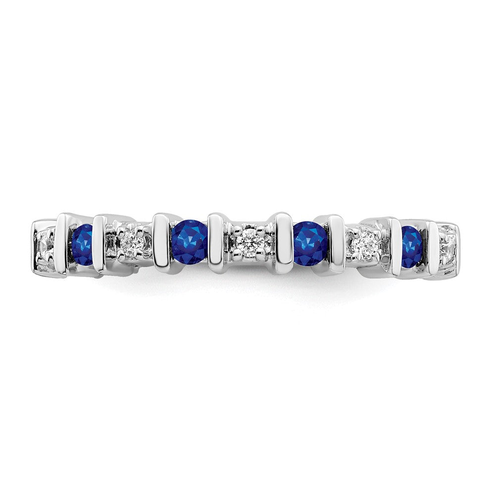 14k White Gold Gemstone and Diamond Band