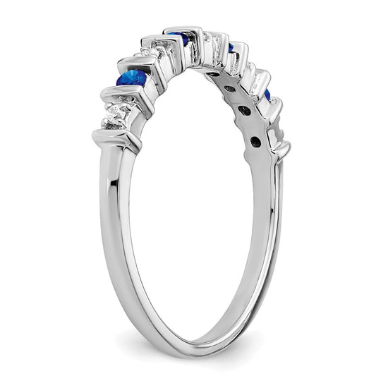 14k White Gold Gemstone and Diamond Band
