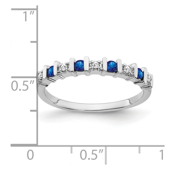 14k White Gold Gemstone and Diamond Band