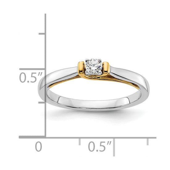 14k Two-tone 1/8 carat Lab Grown Diamond VS/SI+ G+ Complete Petite Engagement Ring