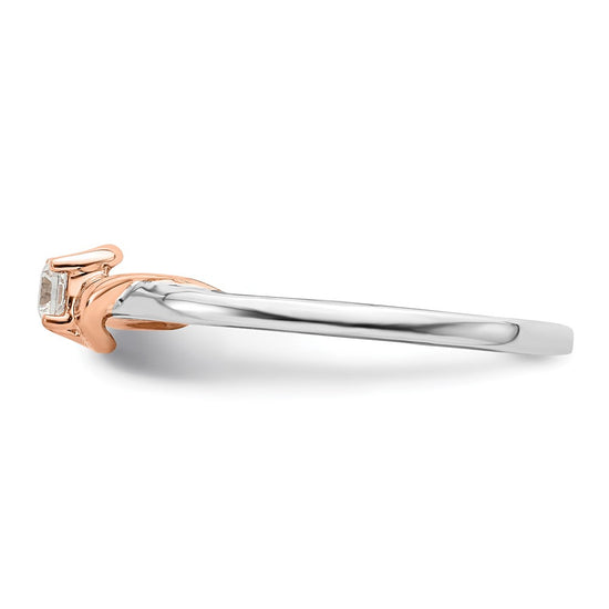 First Promise 14k White and Rose Gold 1/10 carat Round Diamond Complete Promise/Engagement Ring