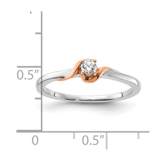 First Promise 14k White and Rose Gold 1/10 carat Round Diamond Complete Promise/Engagement Ring