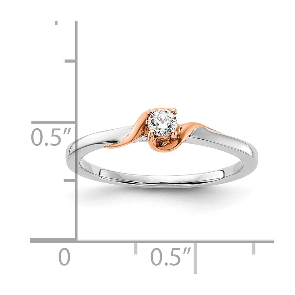 First Promise 14k White and Rose Gold 1/10 carat Round Diamond Complete Promise/Engagement Ring