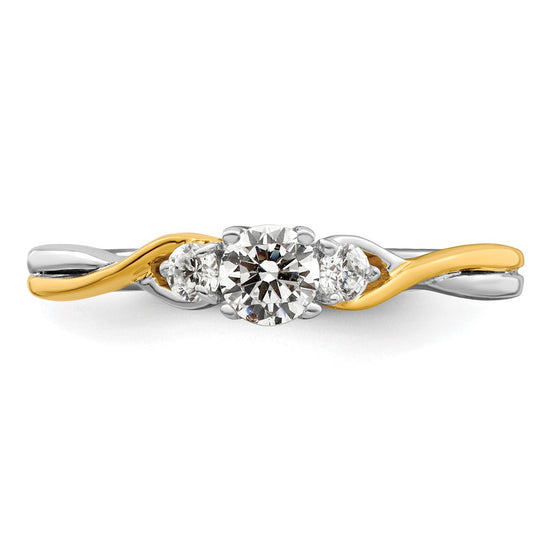 14k Two-tone 1/3 carat Lab Grown Diamond VS/SI+ G+ Complete Petite Engagement Ring