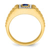 14k Square Sapphire and Diamond Mens Ring