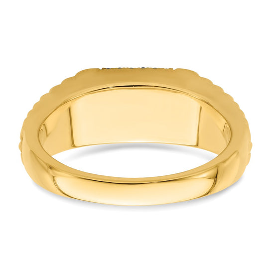14k Square Sapphire and Diamond Mens Ring