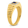 14k Square Sapphire and Diamond Mens Ring