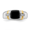 14k Two-tone Onyx and Diamond Mens Ring