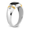 14k Two-tone Onyx and Diamond Mens Ring