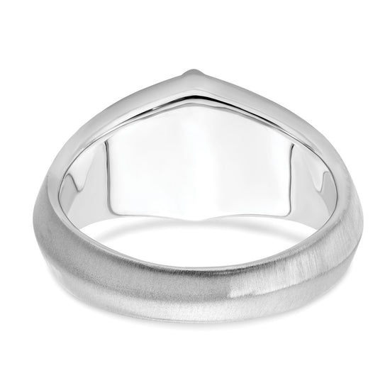 14k White Gold Onyx and Diamond Mens Ring