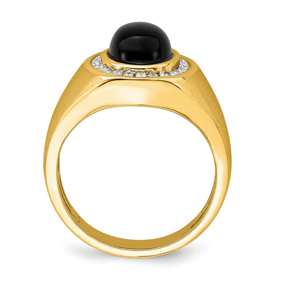 14k 1/4 carat Lab Grown Diamond VS/SI+ G+ and Oval Onyx Men's Ring