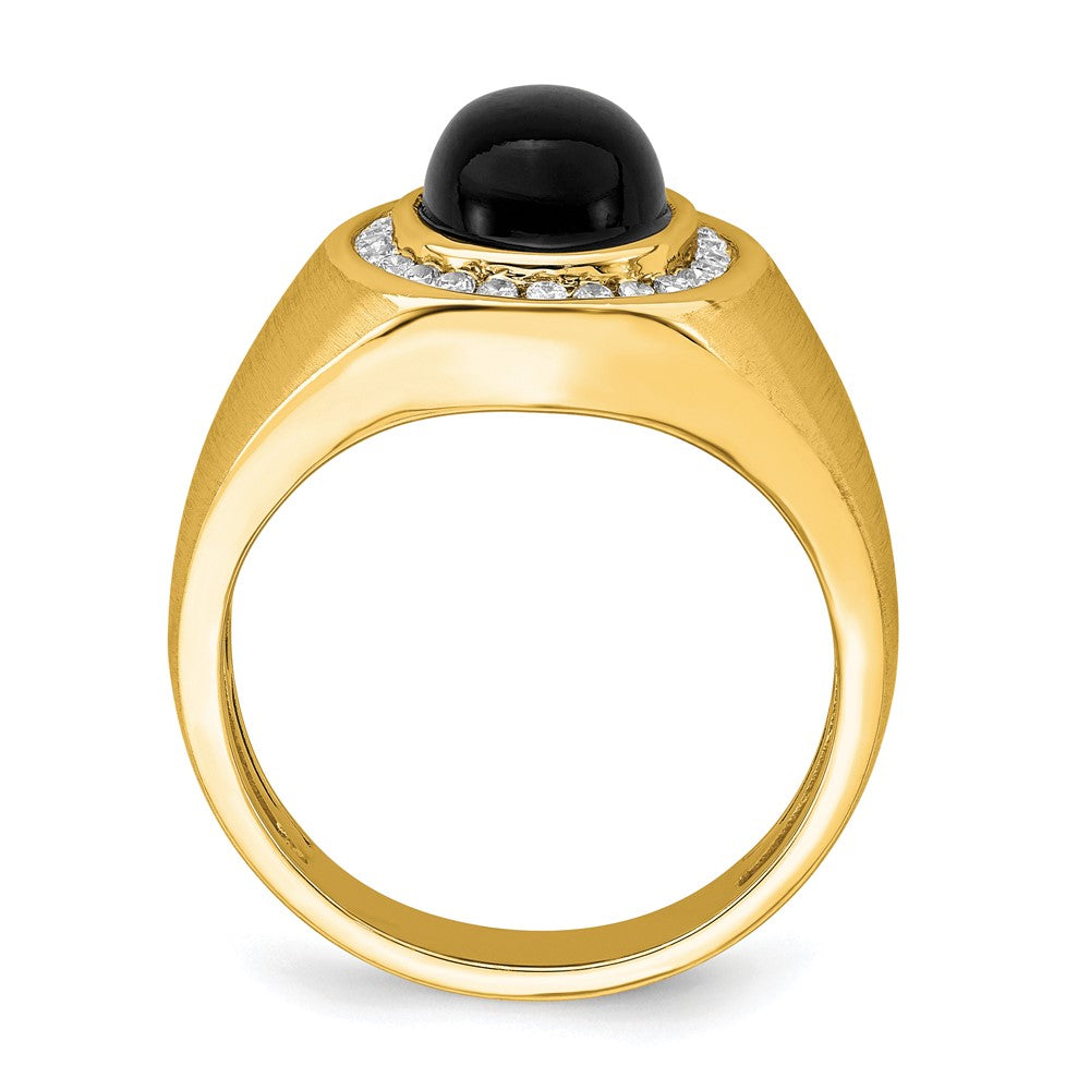 14k 1/4 carat Lab Grown Diamond VS/SI+ G+ and Oval Onyx Men's Ring