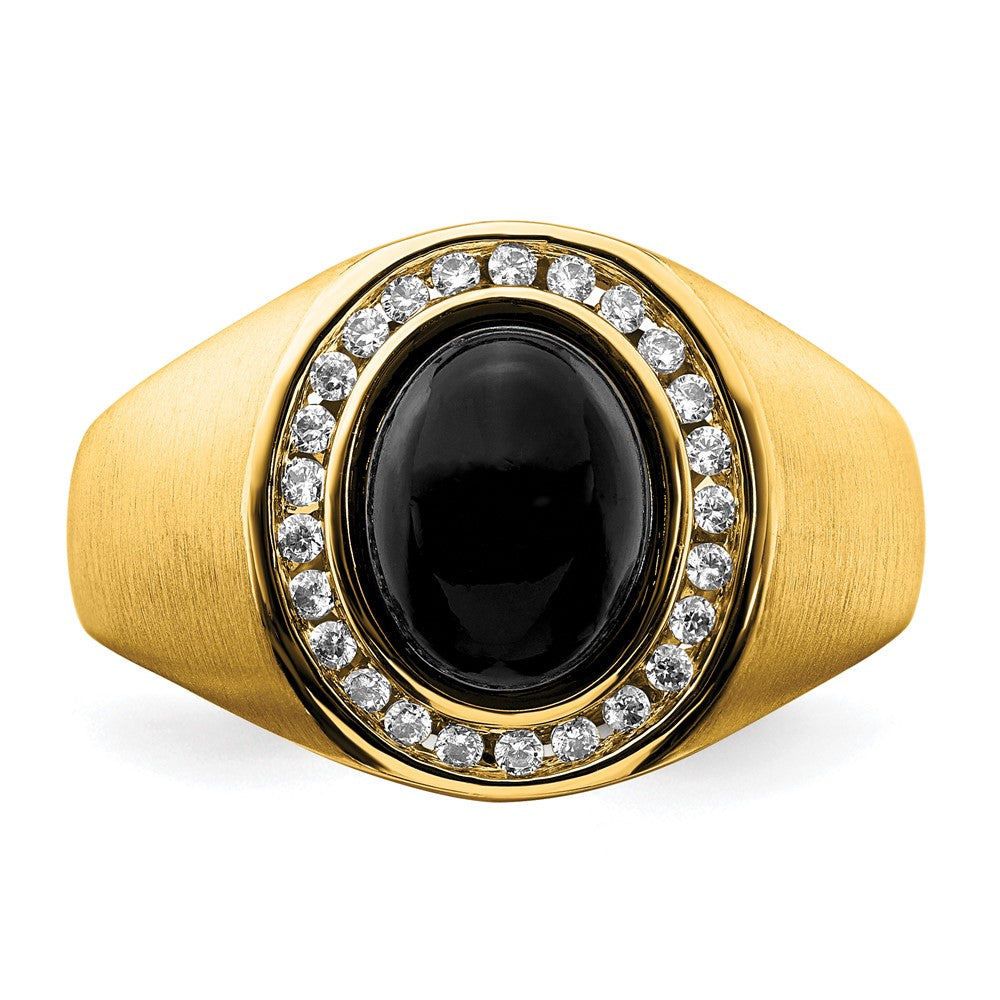 14k 1/4 carat Lab Grown Diamond VS/SI+ G+ and Oval Onyx Men's Ring