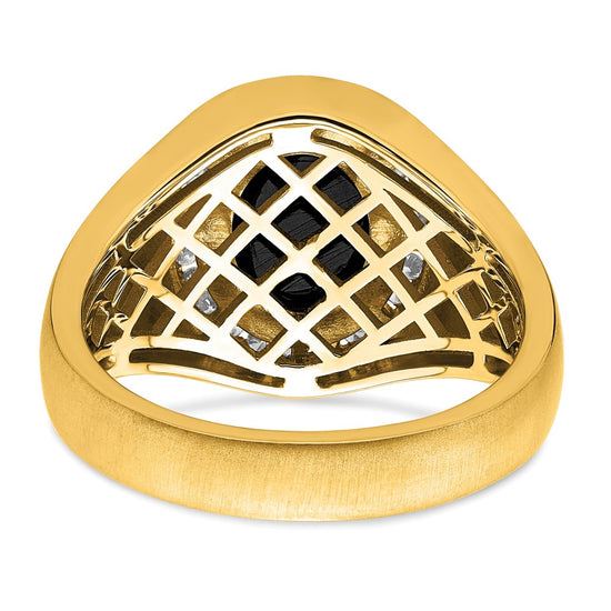 14k 1/4 carat Lab Grown Diamond VS/SI+ G+ and Oval Onyx Men's Ring