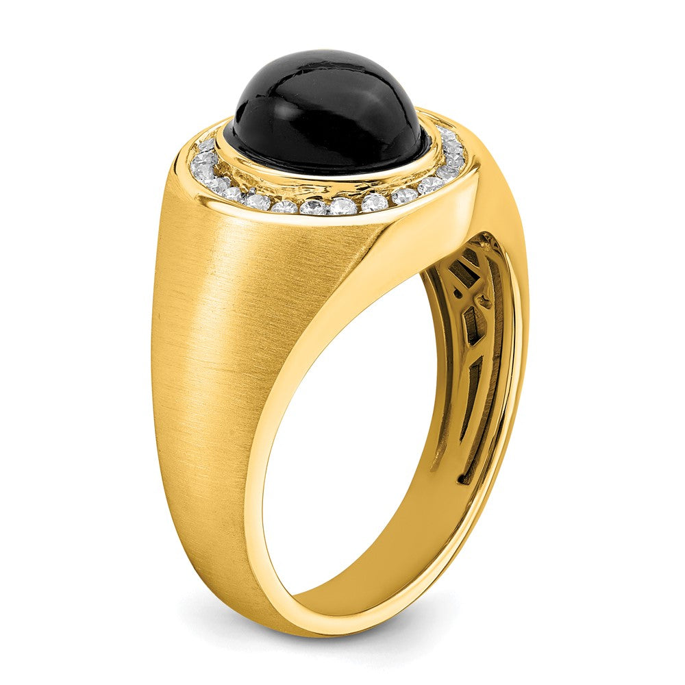 14k 1/4 carat Lab Grown Diamond VS/SI+ G+ and Oval Onyx Men's Ring