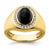 14k 1/4 carat Lab Grown Diamond VS/SI+ G+ and Oval Onyx Men's Ring