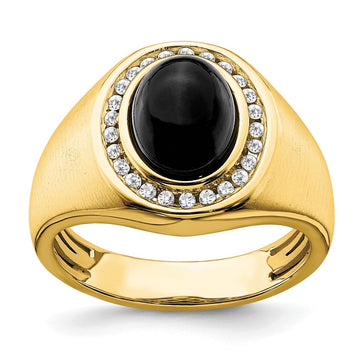 14k 1/4 carat Lab Grown Diamond VS/SI+ G+ and Oval Onyx Men's Ring